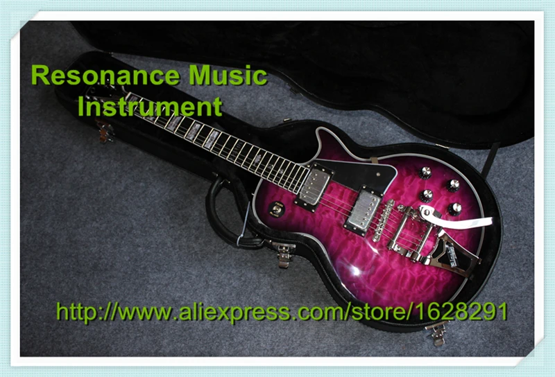 

Professional Customization Custom Ebony Fretboard LP Electric Guitar With Black Hardcase Together