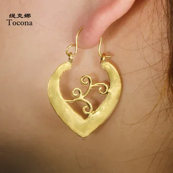 

Tocona High Quality Trendy Heart Shape Design Gold Silver Color Drop Earrings for Women Ladies Earrings Jewelry Present 6987