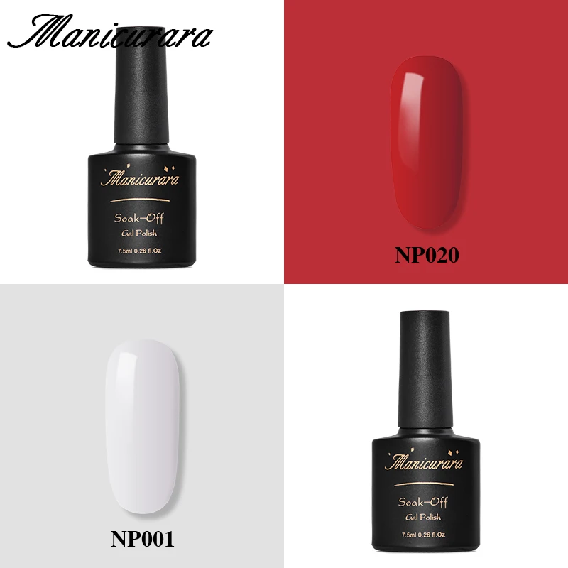 

Manicurara 7.5ml 2Pcs Red White Nail Gel Polish Set Nude Gold Glitter Gel Soak off UV LED Gel Polish Nail Varnish Lacquer Set