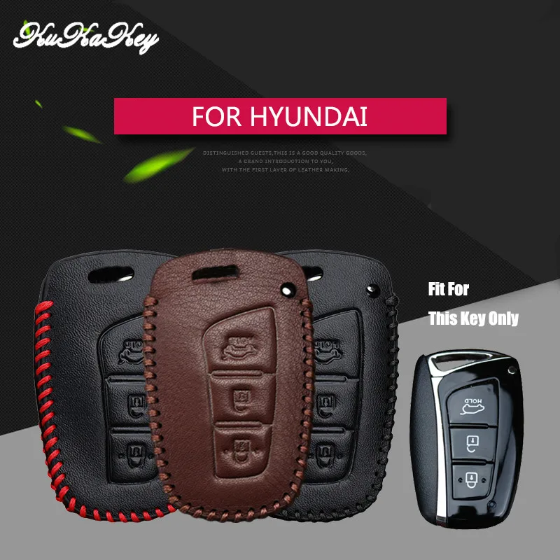 2017 Leather Car Key Case Cover For Hyundai Santa Fe Accent IX35 I30