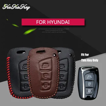 

2017 Leather Car Key Case Cover For Hyundai Santa Fe Accent IX35 I30 Creat Solaris Tucson Key Protector Shell Car Accessories