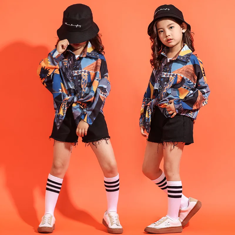 Long Sleeve New Pattern Girl Sir Hip-hop Dance Clothing Children JAZZ Korean Multi Color Suit Show Autumn Spring Clothes 180 T (9)