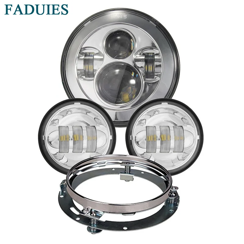 Chrome 7 headlight +4.5 inch fog light+7 Mounting Ring Bracket (9)1