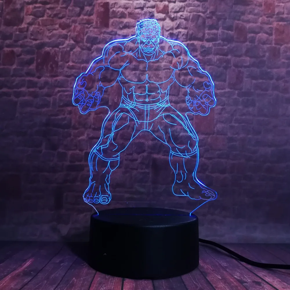 Marvel's Legends The Avengers Super Hero 3D Халк ночник 7 Красочный градиентный светодиодный настольный светильник Мальчик Человек Дети Рождественские Игрушки Подарки