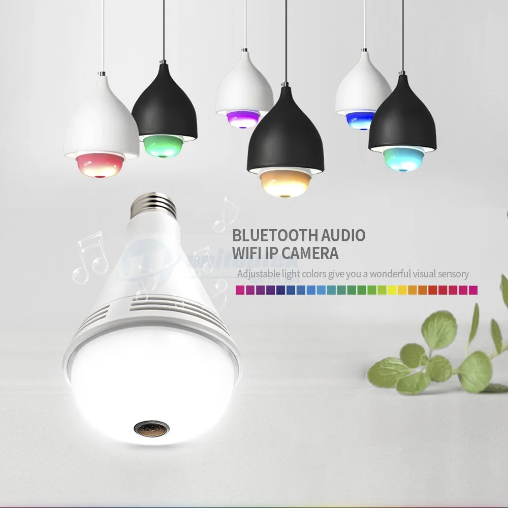 960P HD Bluetooth музыкальный динамик лампа Беспроводная IP камера 360 панорамный wifi