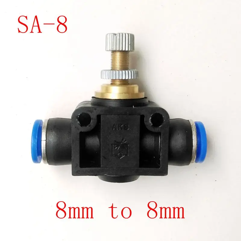

10pcs/lot Pneumatic Air Fitting 8mm to 8mm Flow Speed Control Valve SA-8