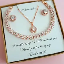 На заказ блеск кристалл свадебные подружки невесты предложение комплект ювелирного украшения Ювелирные наборы горничной честь мать ювелирные подарки