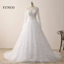 Романтическое свадебное платье бальное платье кружевное с длинным рукавом очаровательное 2019 длинное простое свадебное платье x121612