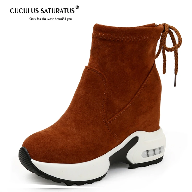

Cuculus Suede Winter Rubber Women Ankle Boots Casual Solid Creepers Shoes Woman Fashion Women Inner Incareased Shoes 1019