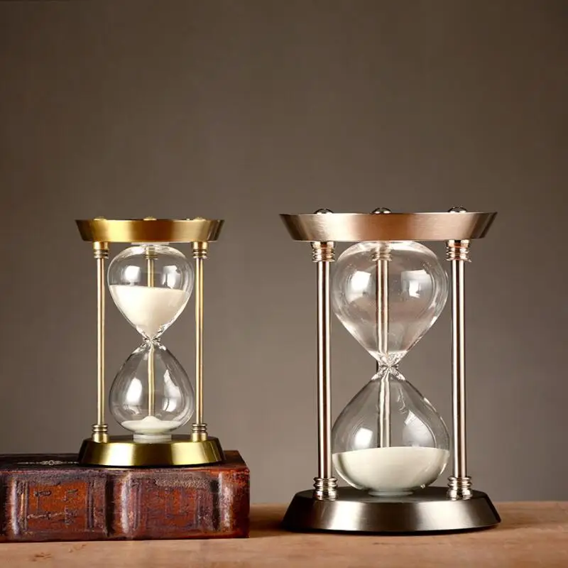 

17cm Height Brand New High Quality Elegant Hourglass Decoration Metal Sandglass for Club Hotel Or Gift