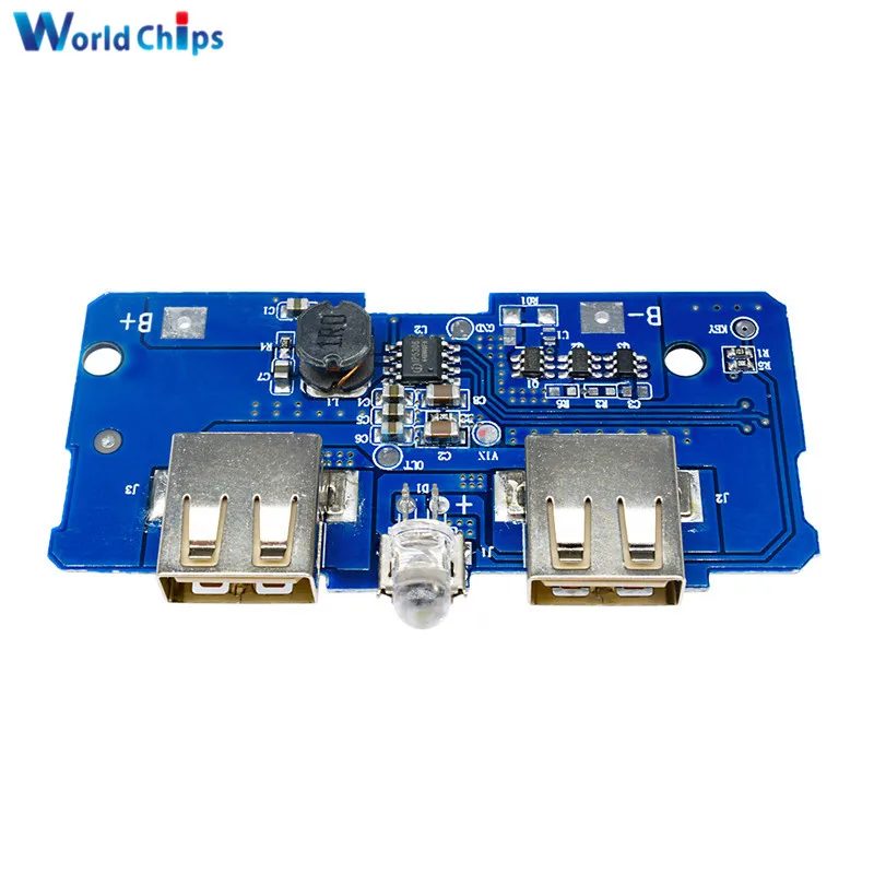 

18650 Dual Micro USB 3.7V to 5V 2A Boost Mobile Power Bank DIY 18650 Lithium Battery Charger PCB Board Step Up Module With Led