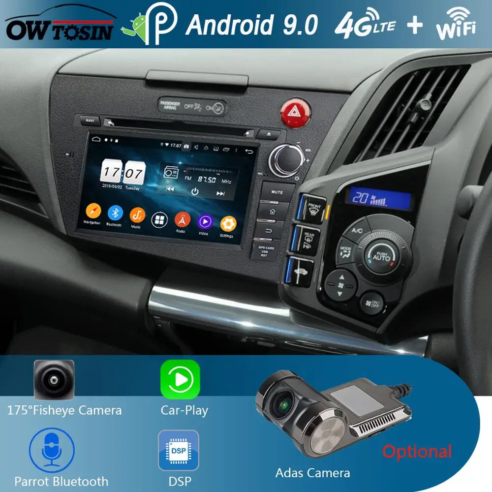 

7" IPS 1920*1080 Octa 8 Core 4G RAM+64G ROM Android 9.0 Car DVD Player For Honda CRZ 2010-2016 DSP Radio GPS Parrot BT Adas