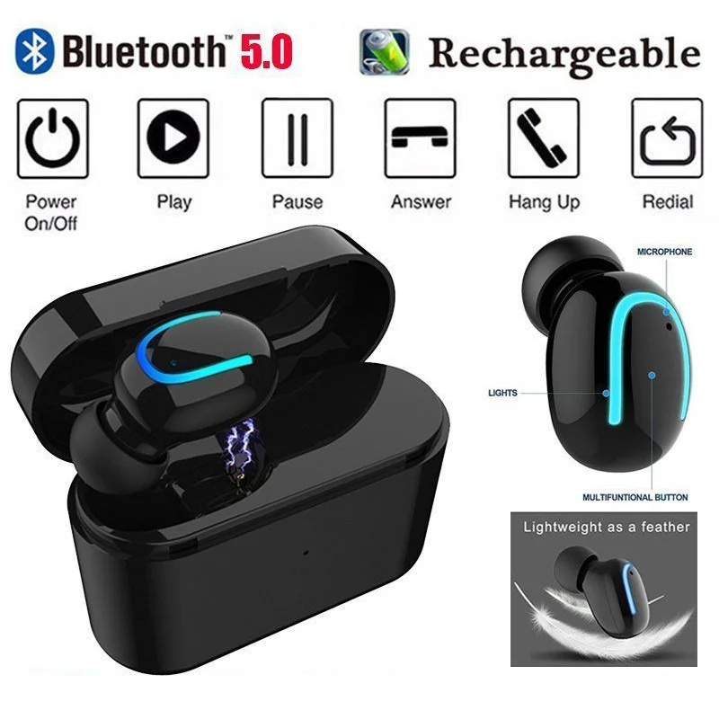 Newset TWS Bluetooth 5 0 Earphone Stereo Wireless HIFI Sound Sport Earphones For iPhone xiaomi Smart Phone