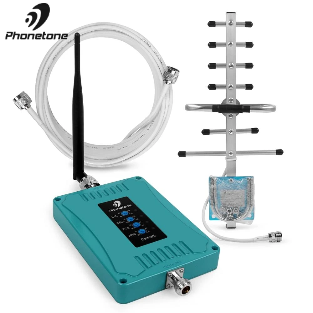 

Cell Phone Signal Booster 5 Band 700MHz AT&T Verizon 850/1700/1900MHz 70dB Gain 2G 3G 4G LTE Repeater Yagi Antennas Set for Home