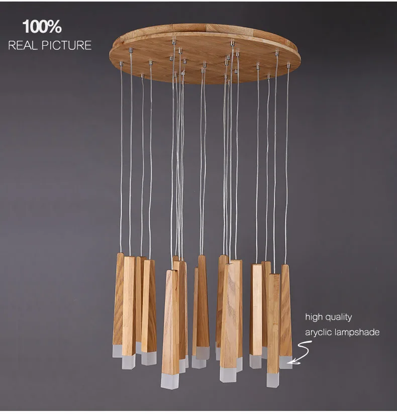 DX wooden modern pendant light Chinese Nordic creative minimalist living room dining wood ball wooden pendant lamp