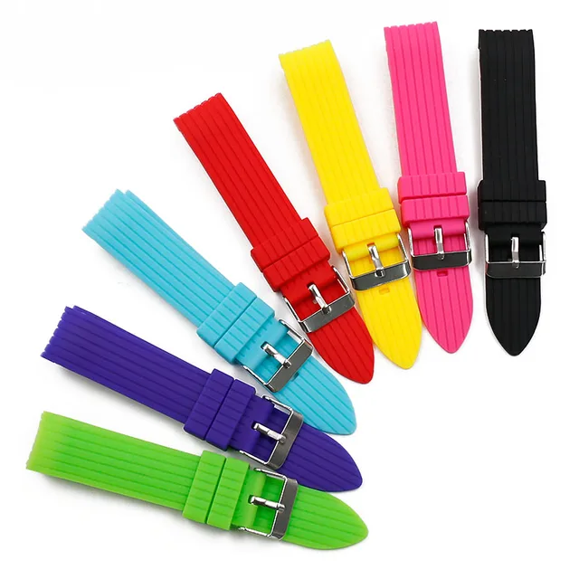 US $4.09 Mens silicone strap 20mm pin buckle watch accessories sports waterproof rubber strap female bracel