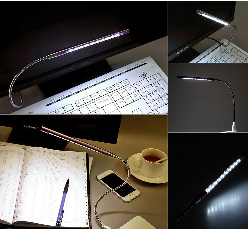 USB клавиатура светильник металлическая трубка 10 светодиодный s гибкий светодиодный светильник книги