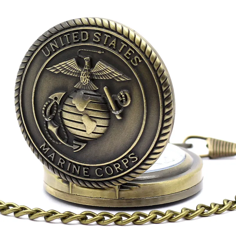 Американский морской корпус значок винтажный кулон старинные карманные часы Стиль USMC кварцевые в стиле стимпанк подарок для мужчин и женщин