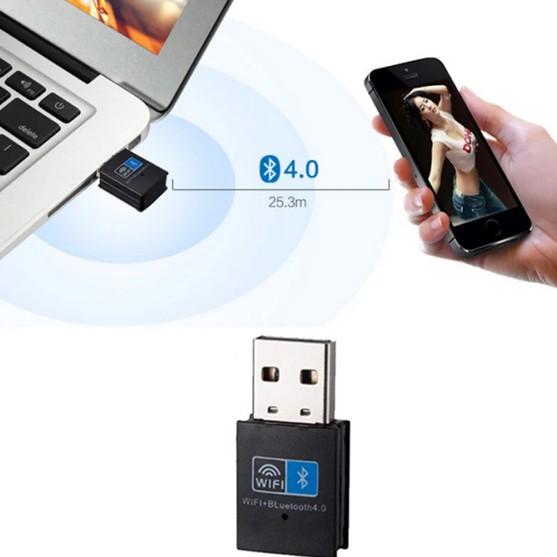 Мини беспроводной USB адаптер 150 Мбит/с WiFi Bluetooth 4 0 2 в 1 приемник для компьютера ПК