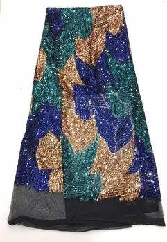 

Fashionable SYJ-6136 french net fabric for dress Beautiful sequins lace fabric
