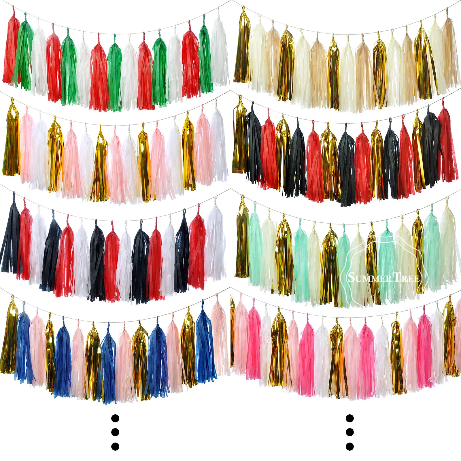 

5pcs/Pack 14 Inch Tissue Paper Tassel Garland DIY Paper Flower Wedding New Year 2018 Party Birthdays Craft Decorations