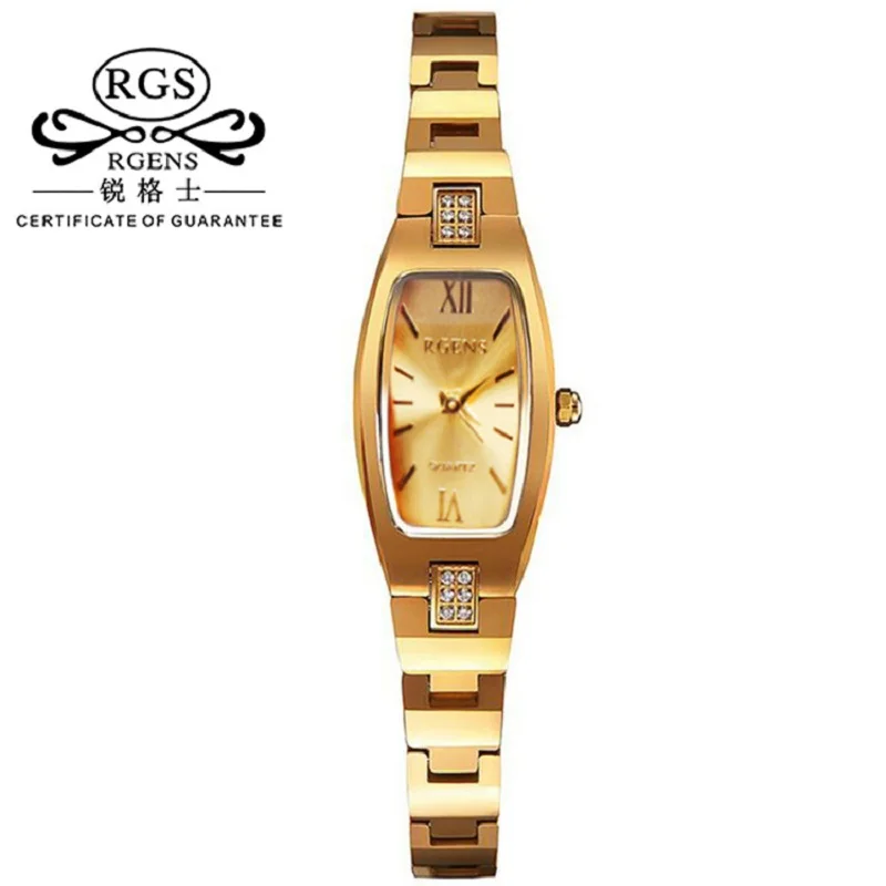 

luxury RGENS brand ladies watches quartz tungsten steel square woman wristwatches fashion diamond waterproof womens clocks