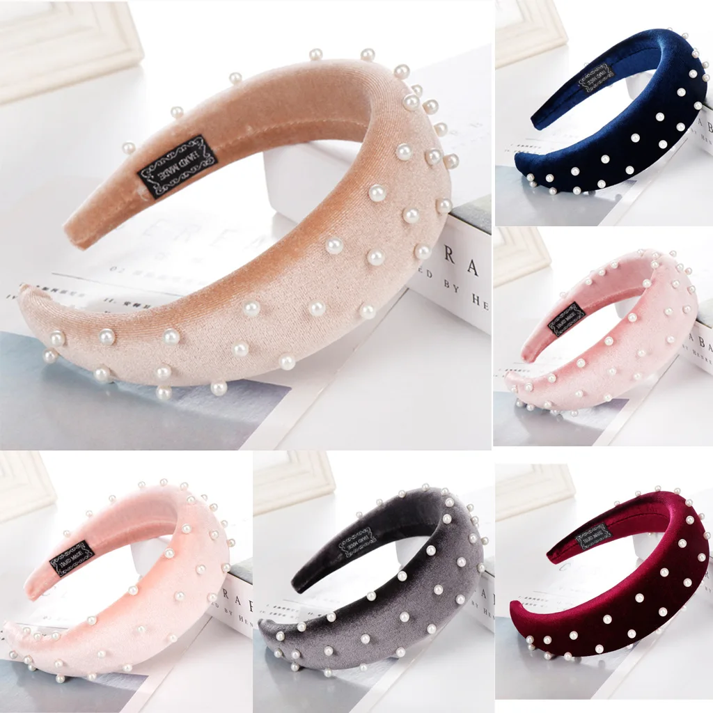 

Pearl Headband Alice Band Thick Hairband Wide Street Beat Women Headband Hoop Fashion Headwear Headdress Headbands for Women