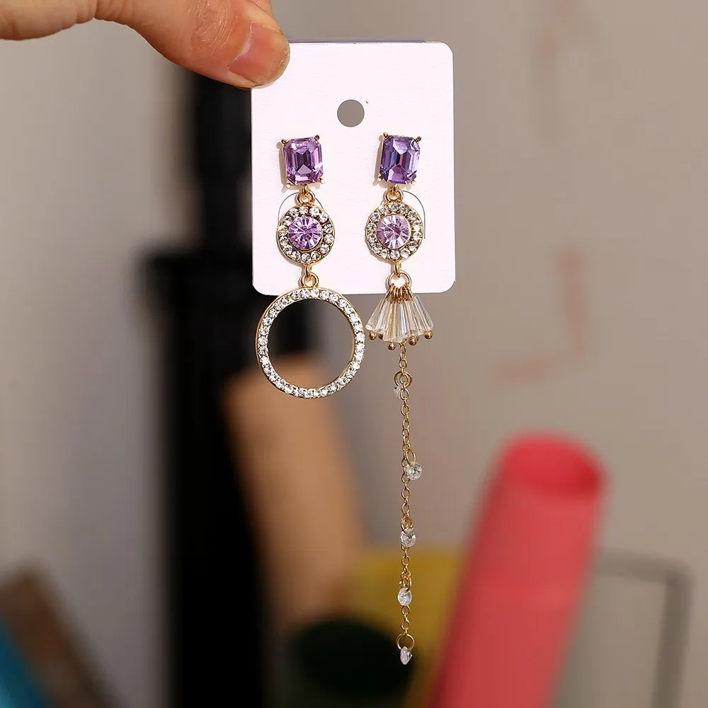 

Trendy Crystal Long Earrings for Women 2019 Fashion Long Asymmetrical Dangle Earring Female Wedding Brincos Jewellery oorbellen
