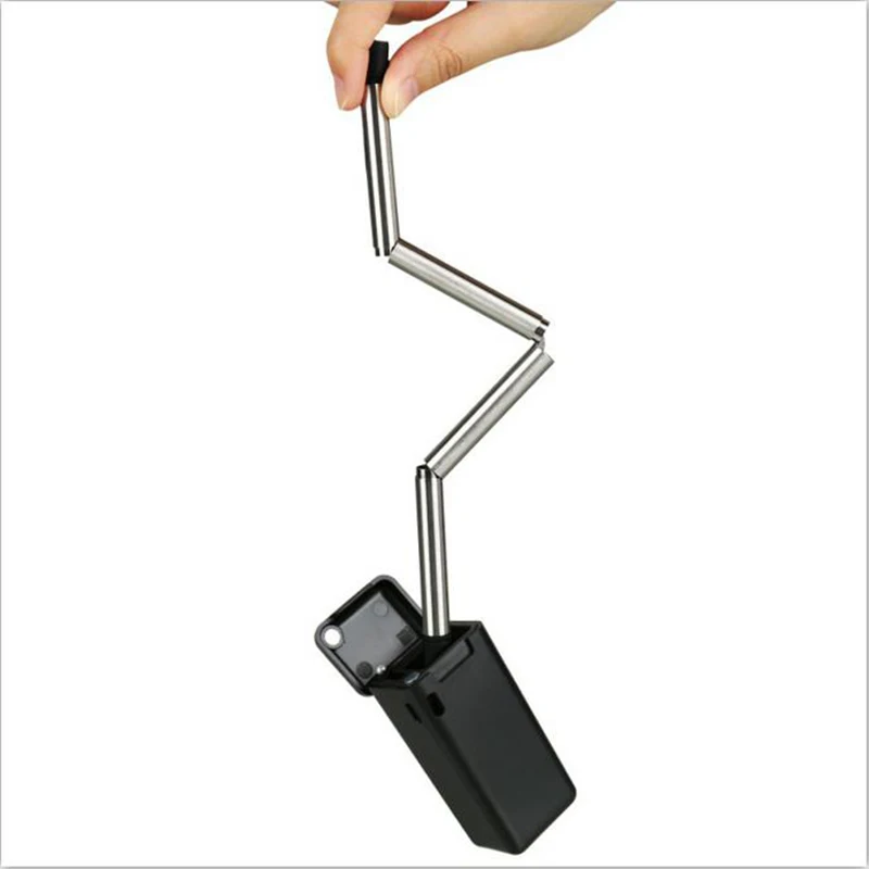 

Recordarme Foldable Drinking Straw Collapsible Reusable Straw Stainless Steel Metal Drinking Straws with Keychain for Bar Travel