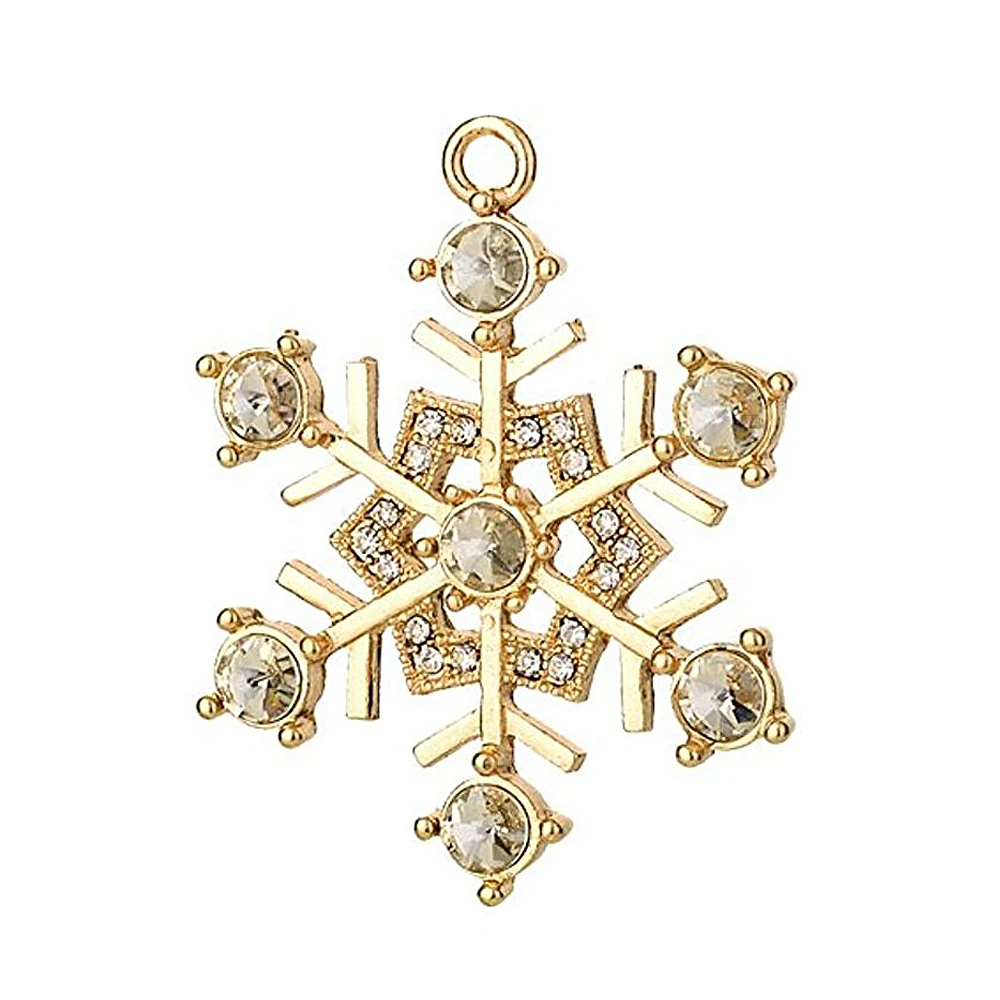 

Double Nose Metal Alloy crystal Snow snowflake pendant charms