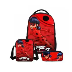 3 шт./компл./комплект, школьные сумки с божьей коровкой для детей, Детский Школьный рюкзак для девочек и мальчиков, Детские рюкзаки Mochila