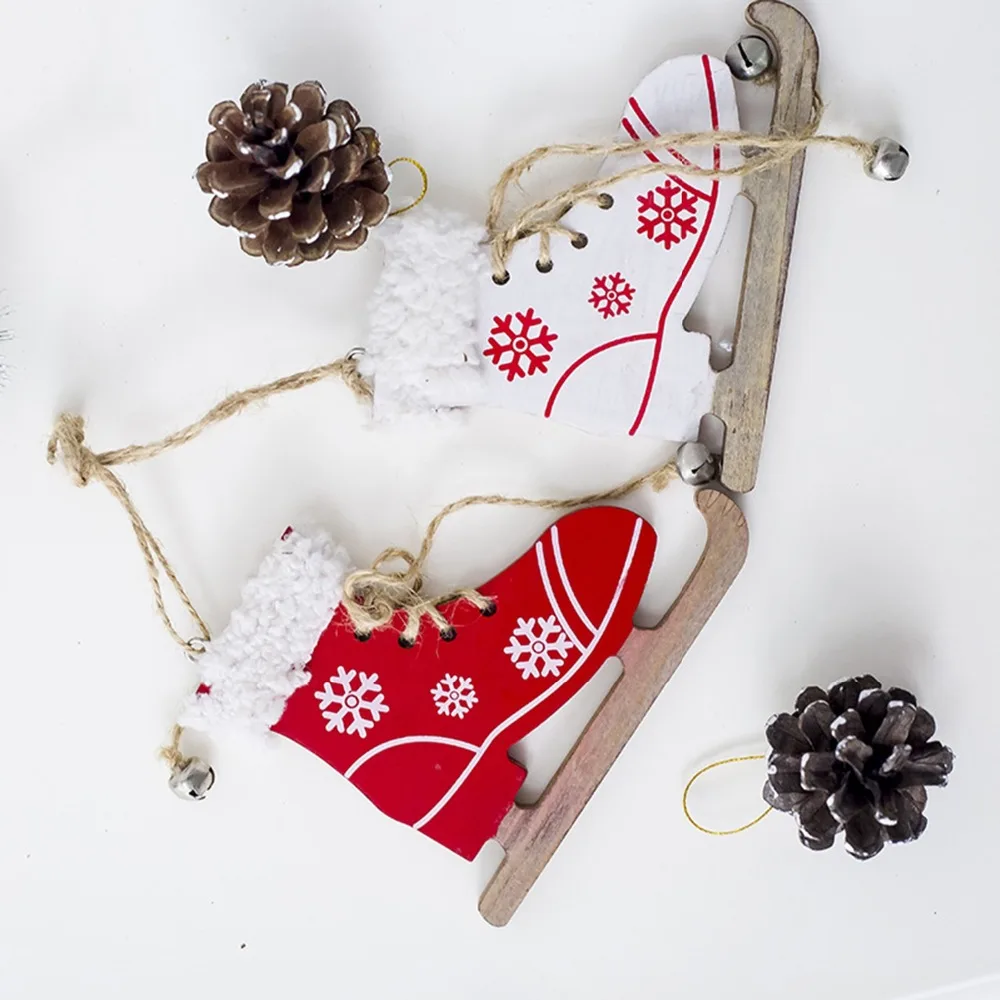 Новое Рождественское украшение для дома Рождественская деревянная декоративная подвесная Елочная игрушка креативные коньки висячие