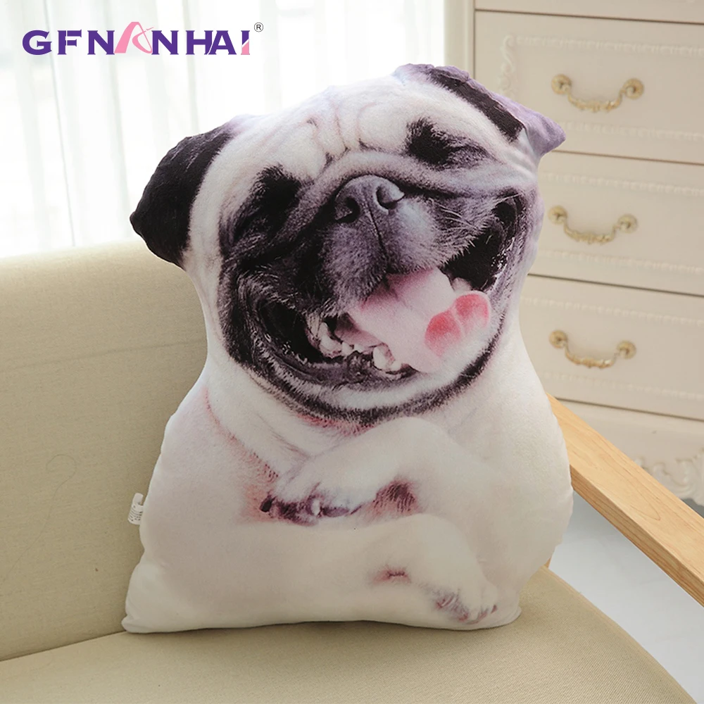  Hot Sale 50cm 3D Printed Dog face Car Headrest Pillow New Arrival Activated Carbon Seat Cushion Sup