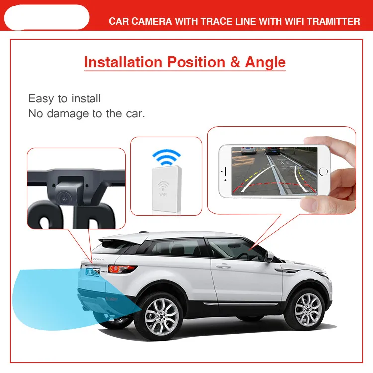 Автомобильная Wifi камера HD Wifi передатчик заднего вида для автомобиля Европейская Лицензионная камера 170+ Направляющая линия Поддержка IOS Android телефон