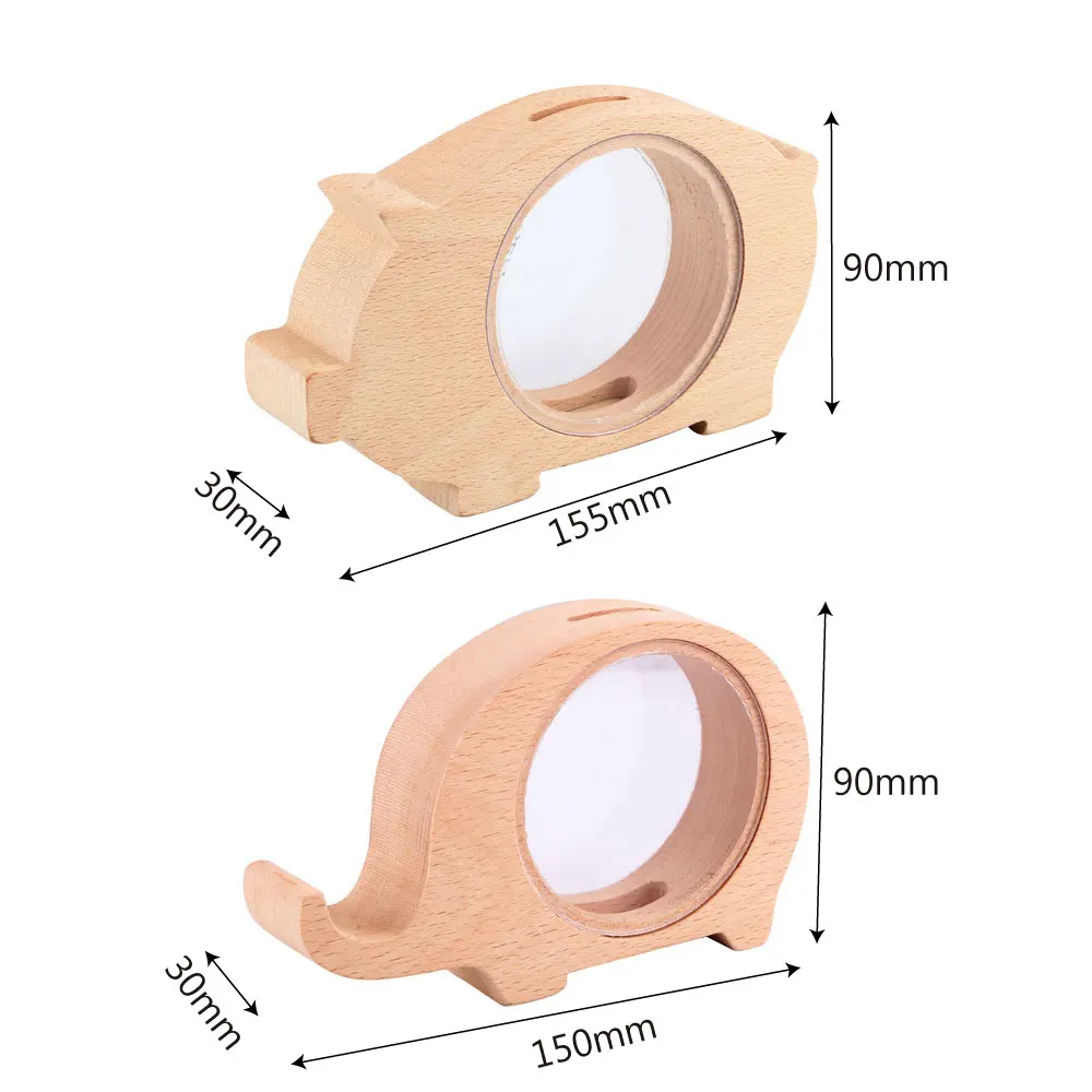 NICEYARD прозрачная деревянная коробка, банка для хранения монет, милый поросенок, слон, сменная копилка, копилка, подарок на день рождения, коробка для экономии денег