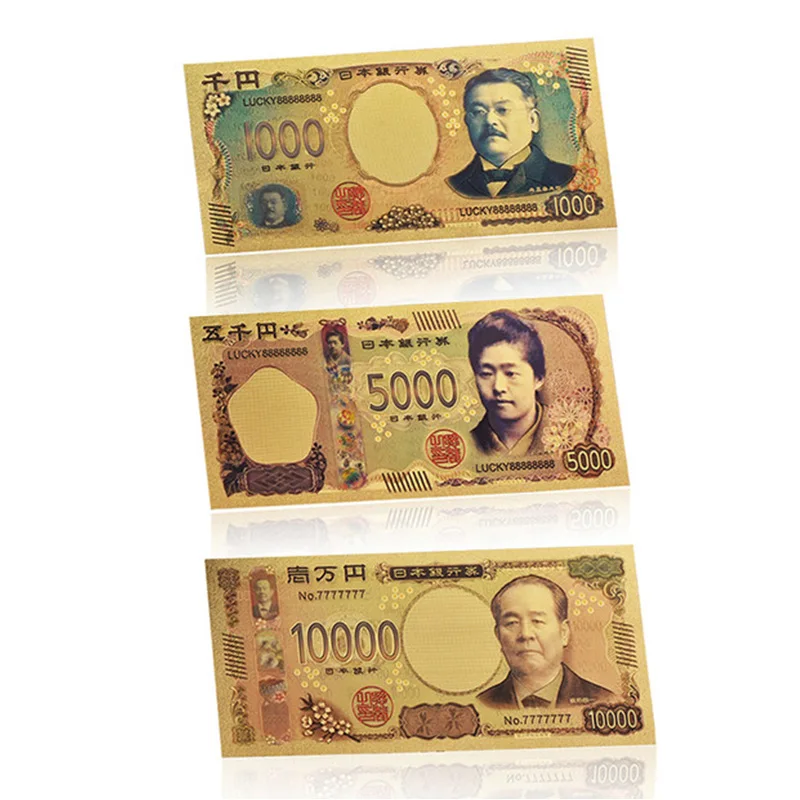 

WR 3Pcs/Set Japanese New Colorful Gold Plated Banknote Collectible Fake Paper Money With COA For Business Souvenir Gifts