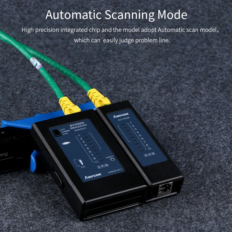 AMPCOM Автоматическая серия черный сетевой кабель тестовый er детектор RJ45 RJ11 RJ12 Cat6 Cat5 Lan Ethernet кабель провода тестовый инструмент