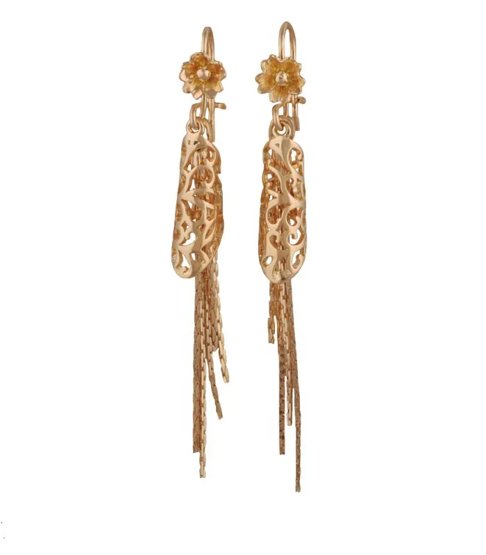 

MxGxFam Elegant Drop Earrings For Women 18 Yellow Gold Color Retro Style Drop Shipping