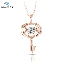 DovEggs 10 К розовое золото центр 0.1ct карат алмазный кулон ожерелье s для женщин ключ формы танцы Алмазное ожерелье ювелирные украшения