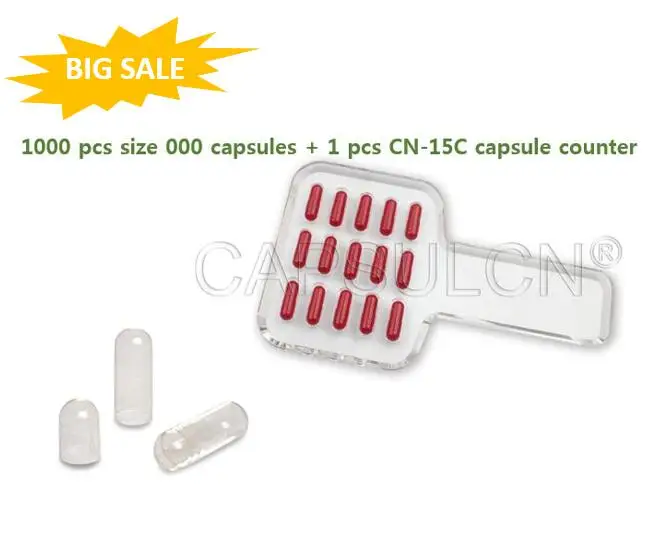 

price off 1000 pcs Size 000 Hard Gelatin Joined Capsules+ 1 pcs size 000-00 capsule counter with 15 holes