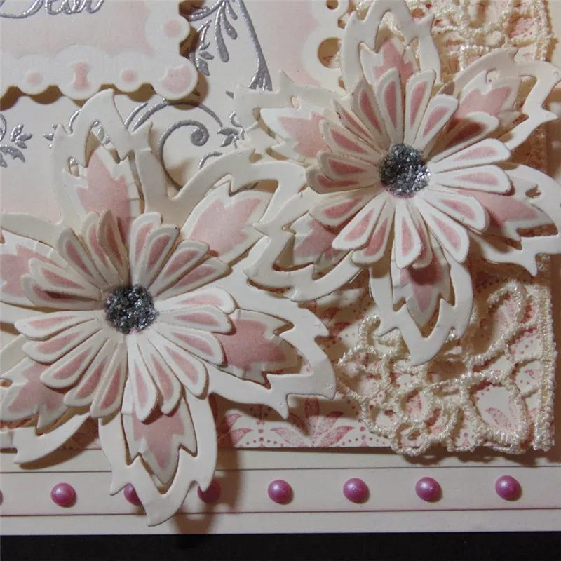 

DiyArts 4 Pcs/lot Metal Cutting Dies Scrapbooking For Card Making DIY Embossing Cuts New Craft Six Petal Flower Round