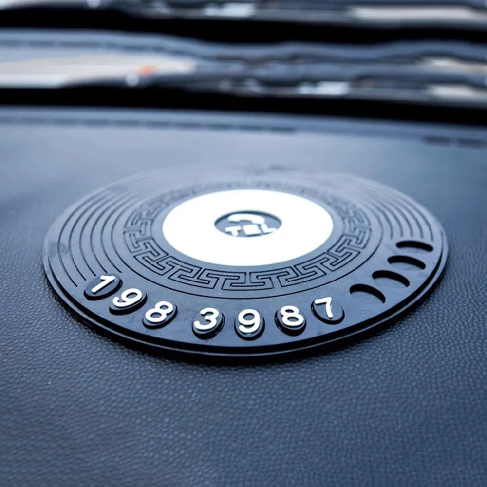 

Car Ornament Anti-Slip Pad With Phone Number Sticky Non-slip Mat Dashboard Decoration Holder For Sunglass Cell Phone 14x14cm