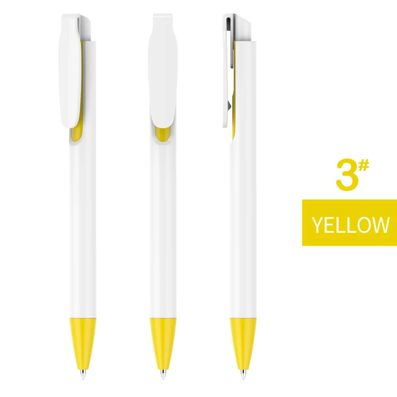 200 шт./партия на заказ Печать клик действие пластиковые шариковые ручки для письма рекламные ручки - Цвет: Yellow(white)