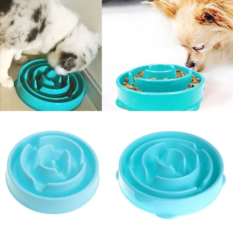 Pets Dogs Cats Bowl Anti Gulping Feeder Feeding Food Drinking Slow