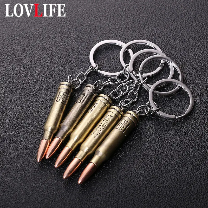 

Alloy Bullet Keychain Hot Game PUBG Metal Key Ring Key Chain For Player's Gifts Weapon Model Pendant Car Keychains Men Key Rings
