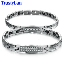 Пара Браслеты для Для женщин с камнями из нержавеющей стальной магнитный браслет мужской оздоравливающие ювелирные изделия Напульсники для женщин TrustyLan