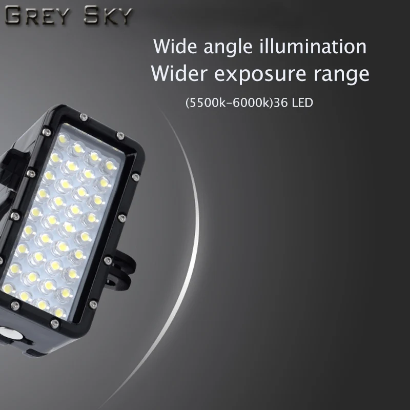 Hero 5 36 светодиодный фонарик для дайвинга водонепроницаемый светильник+ 1* набор батарей для Gopro 7 6 5 4 Xiaomi Yi 4K+ Lite mijia SJCAM SJ8 аксессуары