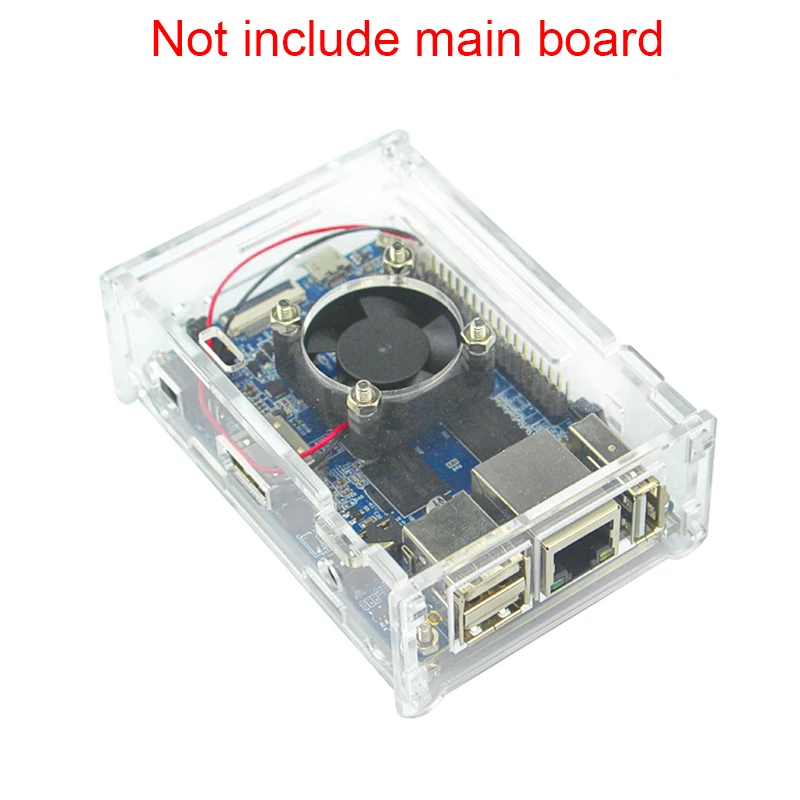 شفافة الاكريليك ل أورانج بي PC + 5 فولت 2A موائم مصدر تيار + 3 الألومنيوم بالوعة الحرارة + مروحة متوافق البرتقال بي PC زائد