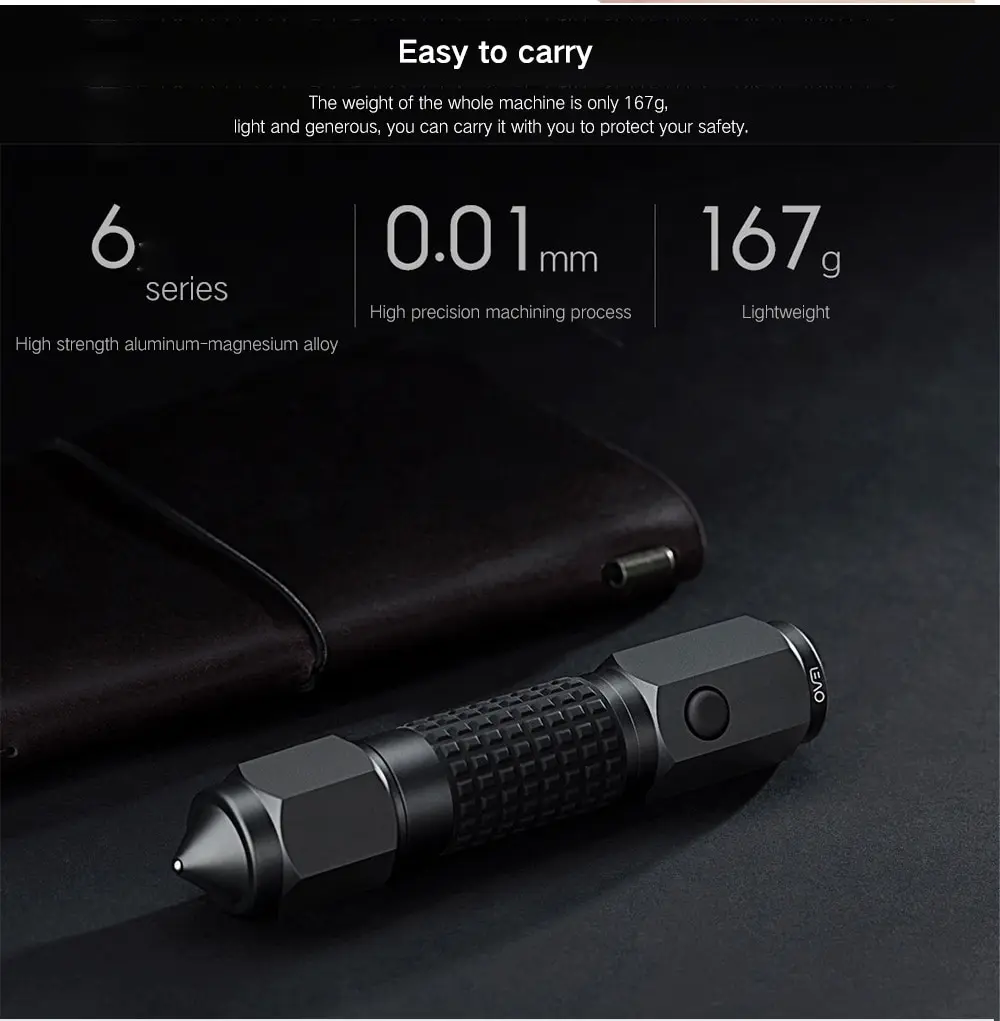 Xiaomi LEAO CREE XP-E2 мощный светодиодный светильник-вспышка, автомобильный защитный молоток, водонепроницаемый светильник-вспышка для дайвинга 39