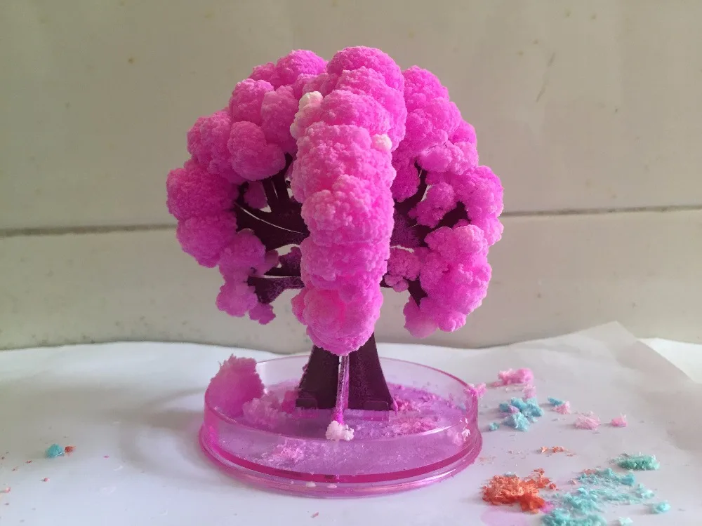 

2PCS/LOT iWish 10x8cm Magic Growing Tree Amazing Grow Paper Sakura Crystal Trees Japan Desktop Cherry Blossom Toys For Children
